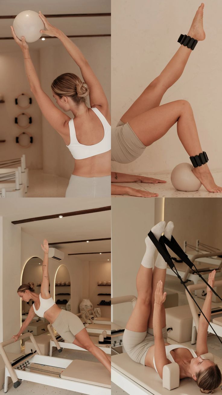 Diversos ejercicios de Pilates Reformer